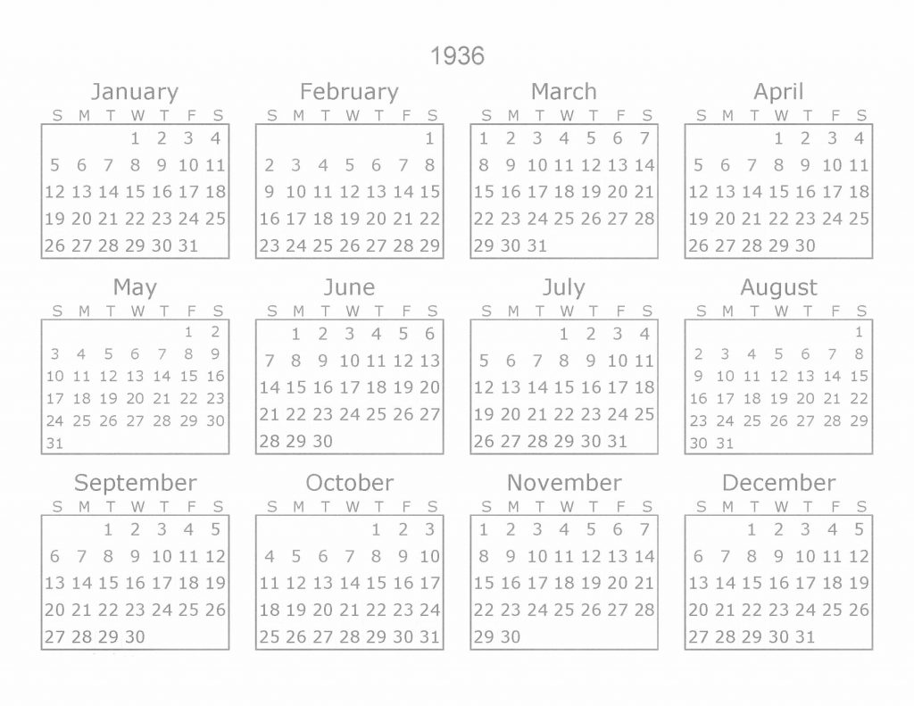 1936-calendar - Manville Sportsmens Rod and Gun Club